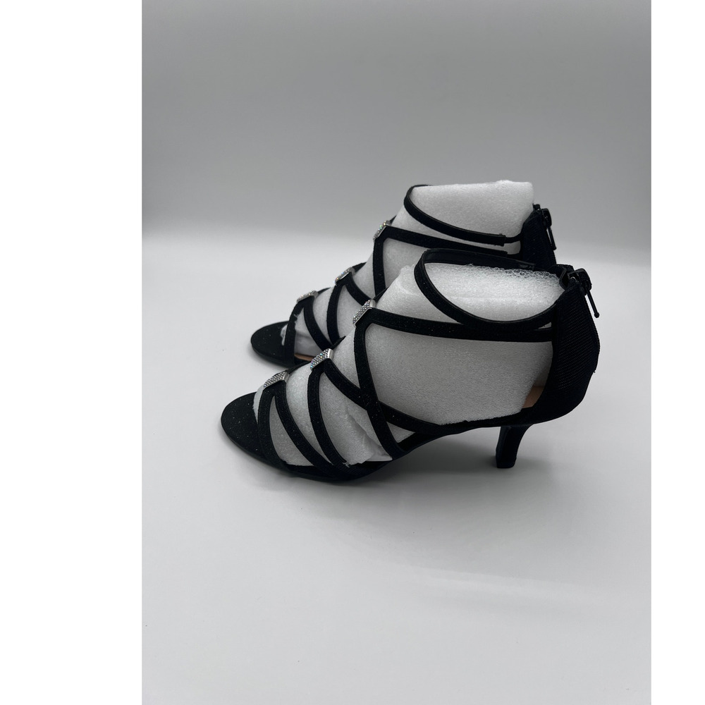 BELLA VITA 'KARLETTE' DRESS HEEL SANDAL BLACK GLITTER FABRIC 6WW DOUBLE WIDE NEW - Picture 5 of 13